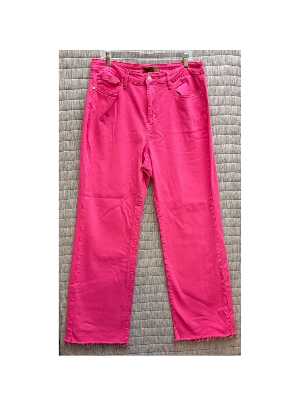 Judy Blue Pink Denim Jeans Women's Size 18 Boot Cut Raw Hem Stretch High Rise